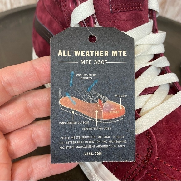 Vans Sk8-Hi Mte Suede Leather Sneakers Biking Red Chocolate Torte Size 7.5 - Picture 14 of 14